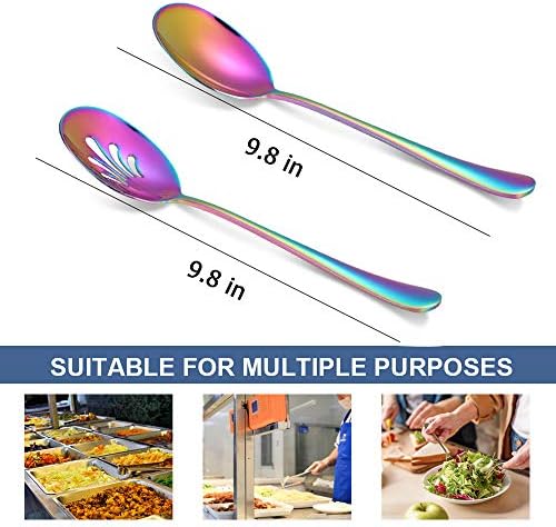 Rainbow kašike za serviranje velike veličine x 8, 9,8 inča kašike za serviranje od nerđajućeg čelika Set za bife može banket kuhinja za kuvanje-F