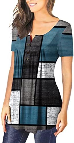 xipcokm ženske slatke Flowy Henley majice Sakrij stomak tunika vrhovi Casual Dressy bluze za letnje kratke rukave T-Shirt