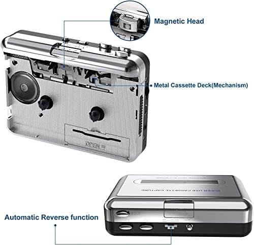 Walkman kasetofon, Retro kasete traka u MP3 CD Konverter, prenosivi USB Casete Capture Stereo Audio muzički plejer kompatibilan sa Laptop/PC računarom, pretvori kasetu u digitalni