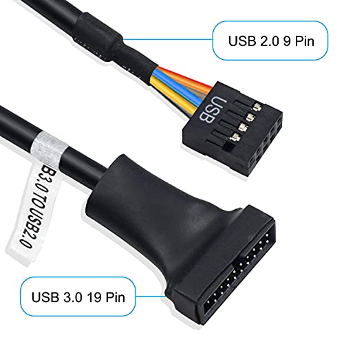 DKARDU 8 PACK USB 3.0 zaglavlje u USB 2.0, 19 PIN USB3.0 muški do 9-pin USB2.0 Konverter kabela matične ploče za matičnu ploču USB 2.0 9 PIN priključak 15cm 6-inčni
