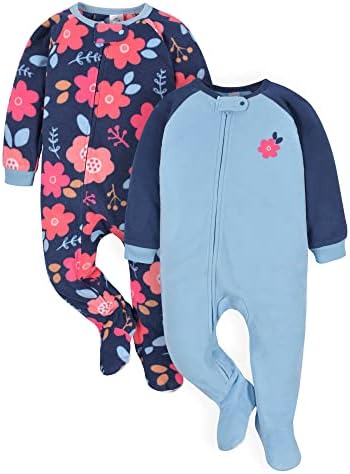 Gerber Baby Girls Toddler Loot Fit Fit Otporni na plamen Pleesed Pajamas 4-pakovanje