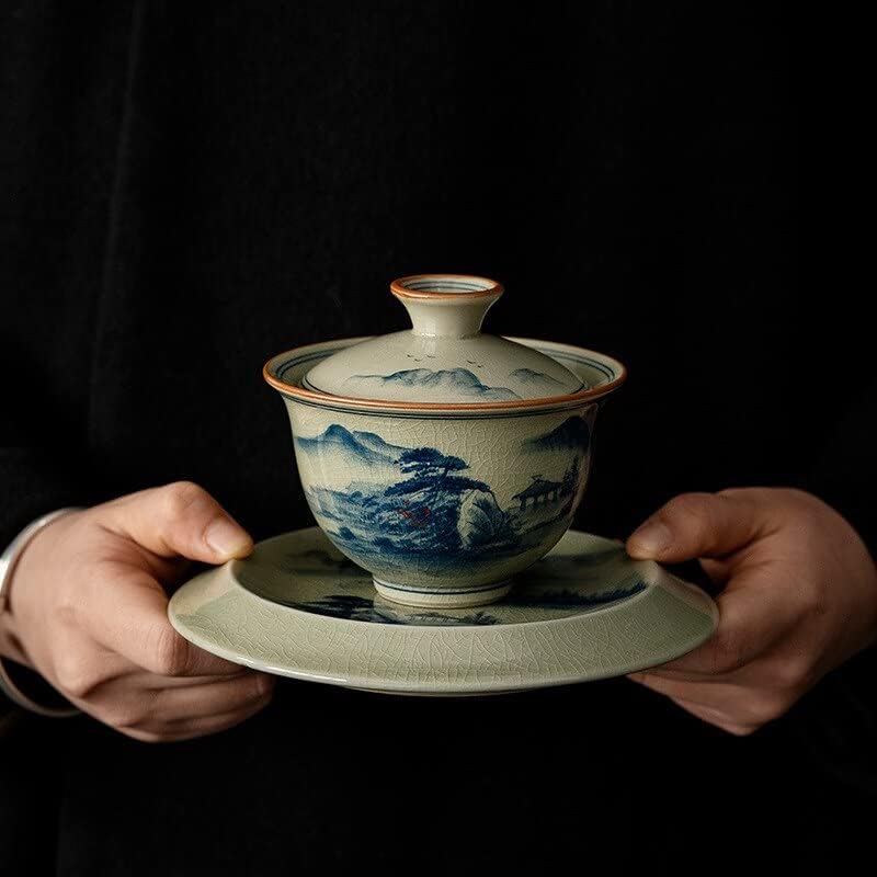 Weershun ručno oslikano keramički otvor pejzaž Gaiwan za čaj Tureen Cup za čaj za čaj sa kineskom čajem Vintage Chawan Tea Ceramony Set
