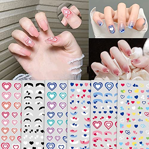 BYBYCD Love Heart naljepnice za nokte šarene naljepnice za nokte za srce nepravilnog oblika u stilu samoljepljiva