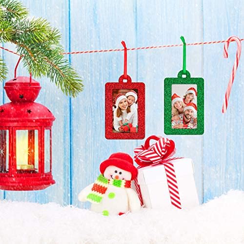 20 komada božićnih okvira za fotografije Ornament Mini viseći okvir za slike mali okvir za slike božićno drvo viseći ukras za porodičnu Božićnu zabavu, sjaj 5 x 7 cm
