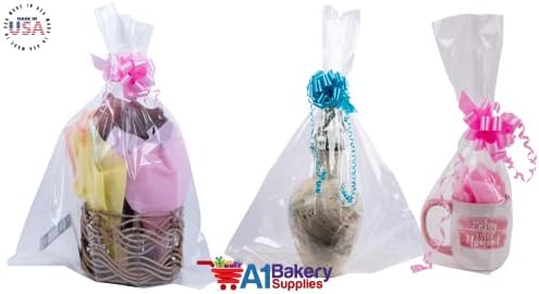 A1 Bakery Supplies celofan torbe za korpe celofan poklon torbe za boce vina, male korpe, šolje