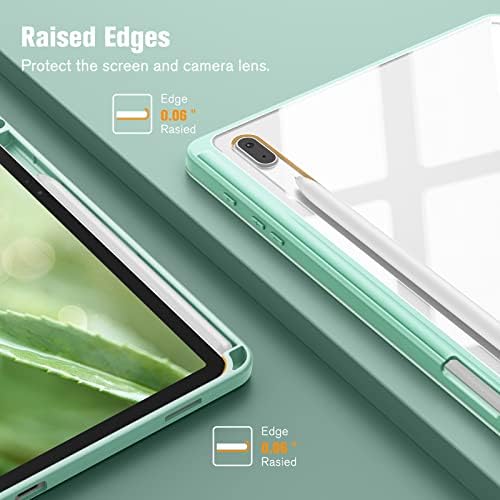 FINTIE HYBRID tanak futrola za Samsung Galaxy Tab S8 Plus 2022 / S7 FE 2021 / S7 Plus 2020 12.4 inča sa S olovkom, otporan na udarce sa jasnim prozirnim stražnjom školjkom, automatsko buđenje / spavanje, zeleno