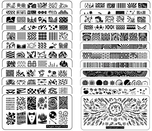 FingerAngel 24 Kom Ploče Za Štancanje Mix Designs Retangle Pečat Štancanje Slike Modni Dizajn Ploča Print