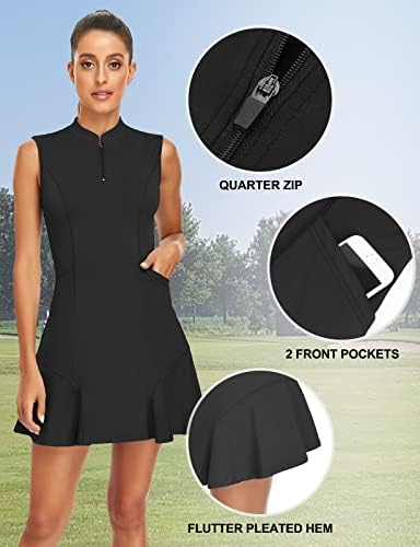 Tanst Sky Ženska golf haljina s kratkim hlačama Zip up ubrzane džepove za sušenje bez rukava haljine