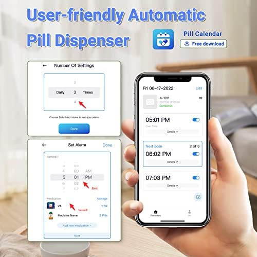 2 pakujte Zoksi Bluetooth automatsku mašinu za dozator pilula za starije osobe sa alarmom i Zoksi mesečni Organizator pilula 4 puta dnevno, jednomesečni Organizator kutija za pilule 30 dan