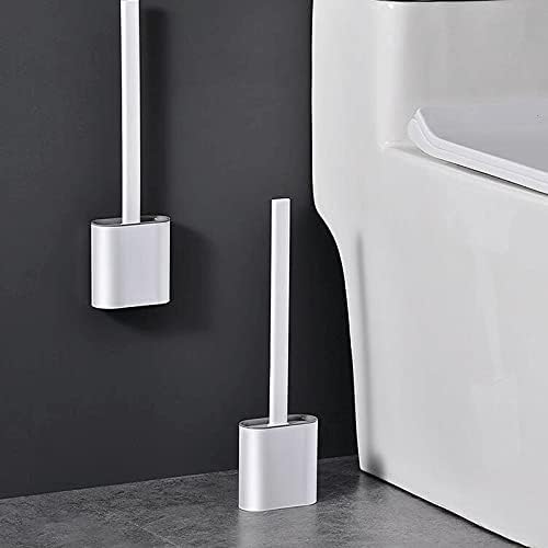 Zukeems toaletna četkica 1pcs WC školjka i držač, zidna montaža Kompaktna četkica za čišćenje sa mekim silikonskim čekinjem bijelom bojom