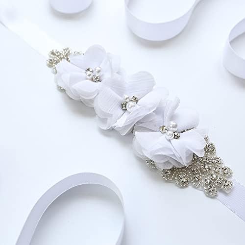 30 kom rhinestone Pearl bijeli šifon cvijet šivaći apparat za odjeću, trake za glavu, zanat, zabavni ukras, šivaći