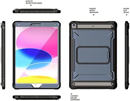 Slučaj za tablet PC kućište kompatibilan sa iPad 10.2INCH-u 2019/2020/2021-teška zaštitna futrola za zaštitu od udara - 360 ° Potpuno tijelo Zaštitno izdržljivo postolje Zaštitna tableta PC (boja: plava
