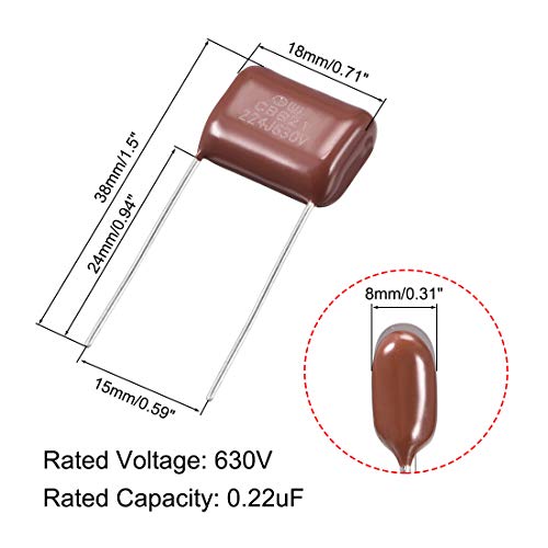 Uxcell CBB21 metalni Polipropilenski filmski kondenzatori 630V 0,22 uF za električna kola štedljive lampe