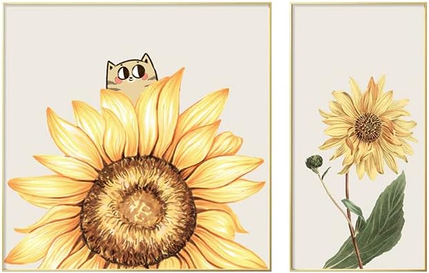 Dekorativna slika u nordijskom stilu sunce cvijet viseća slika slatka mačića restoran slika suncokret dnevni boravak Sofa pozadina zid mural sutra日日