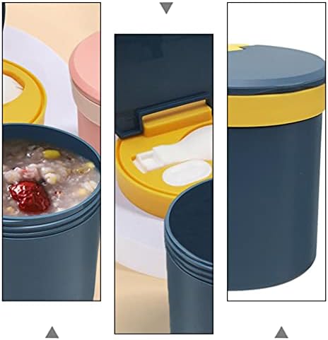 Yardwe izolovana Bento kutija prenosiva izolovana posuda za hranu: šolja za žitarice sa očuvanjem toplote sa kašikom zatvoreni rezervoar za hranu plava posuda za supu za kancelariju kućne škole Vanjska posuda za žitarice