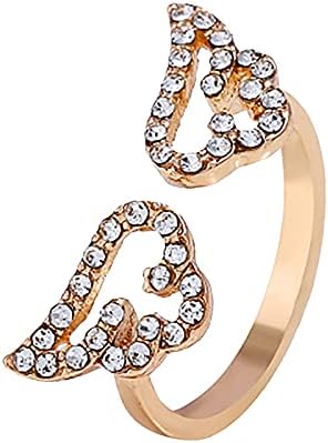 Zaručni prstenovi za žene Podesive otvorenog srčanog prstena Slatki anđeo krilo prsten nakit bijeli rivestone prstenje prsteni slatki prsten
