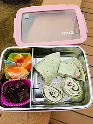 Mira 18/8 Bento kutija za ručak od nerđajućeg čelika sa pregradom za sendviče i strane-posuda za hranu za odrasle-odgovara U kutiji za ručak & ruksak, Mraz