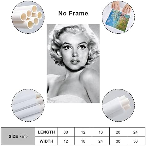 Marilyn Monroe Plasterska haljina koja puše seksi crno-bijela slika Retro Vintage Classic Hollywood mo platno Zidno umjetničko postera Dekorativna spavaća soba Modern Home Ispis slika Artworks Plasteri 08x12inch (20x3)