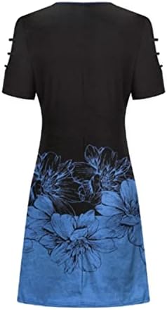 Nxxyeel haljina sa kratkim rukavima za žene Midi dužine izdubite Crew Neck Cold should Casual Floral Print Fashion haljine