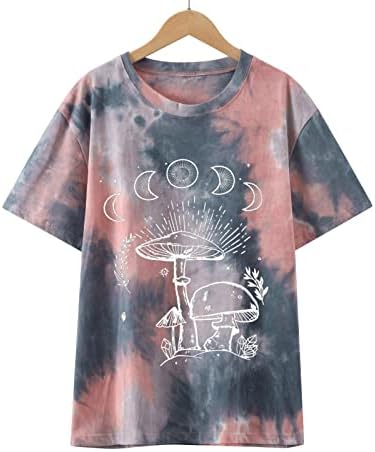 Ljetna majica za žene Tie-Dye Fashion Retro tiskani piling Sunce Moon Graphic kratki rukav casual top