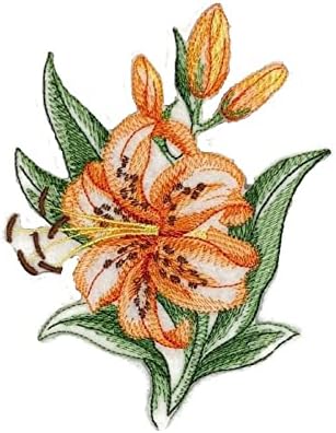 Prilagođeno cvjetovanje cvijeća skica [skicirani tigarski ljiljan, izvezeno željezo na / sew flaster [4,5 * 5] [izrađeno u SAD-u]