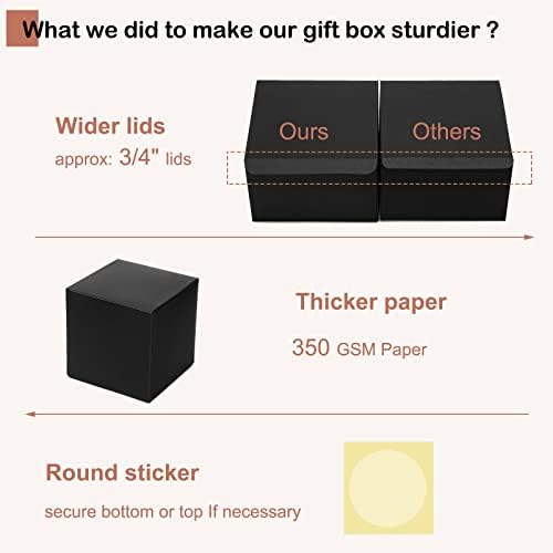 Mcfleet Crne poklon kutije sa poklopcima 4x4x4 inča 10 kutija za prijedloge mladoženja kartonska Poklon kutija za poklone, zanatske kutije za Božić, vjenčanje, maturu, praznik, pakovanje rođendanskih poklona