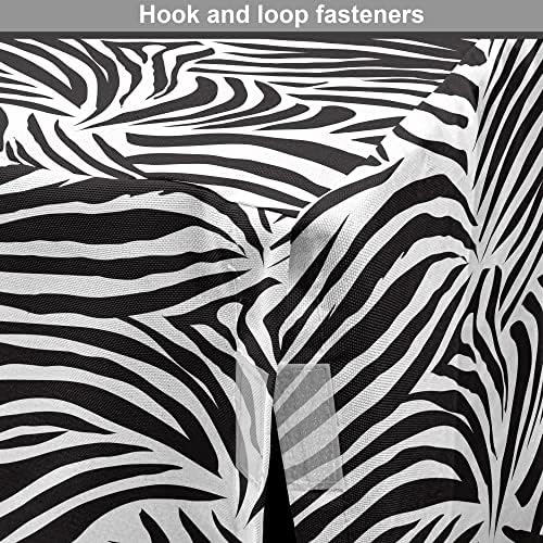 Poklopac sanduka za pse za dojke AMBESONNE ZEBRA, prugasta zebra životinja Priroda prirode nadahnuta divljač nadahnuta jednostavna ilustracija, jednostavna za korištenje kućnog uzgajivačkog poklopca za srednje velike pse, 48 inča, crno bijelo