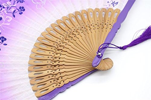 OmyTea® 8.27 Ženska ručna ploča sa sklopivim svile sa bambusovim okvirom - s rukavima od tkanine za zaštitu poklona - kineski / japanski stilski leptiri i jutarnji uzorak cvijeća