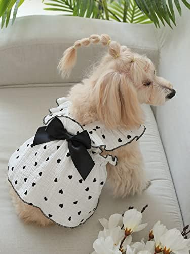 QWINEE Heart Print pas mačka haljina s lukom dekor slatke pseće haljine Puppy Tutu suknja Chihuahua