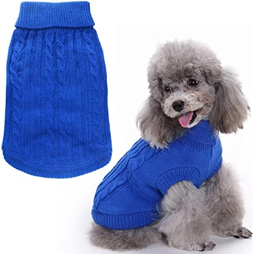 IDEPET turtleneck džemper za pse, klasični pleteni ružni pulover džempere topla zima PET odjela Pletena štenad za male pse i mačke