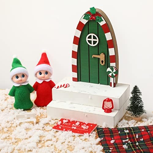 9 komada Božićna crvena elf magična djevojka vila vrata Dekorativni set minijatura sitne drvene zube vilinski