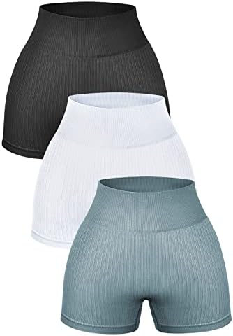 Aleumdr 3 pakovanja High Struitane kratke hlače za žene joga rebraste bešavne atletske teretane