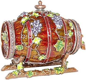 Amber cvjetna vinska bačva, tableta, kutija za nakit emajlirana figurica sa kristalima Swarovski