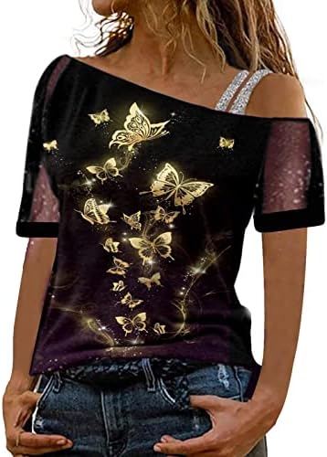 Ležerna bluza za tinejdžersku djevojku kratku čahuru s leptir grafičkim labavim fit mrežama bluze za