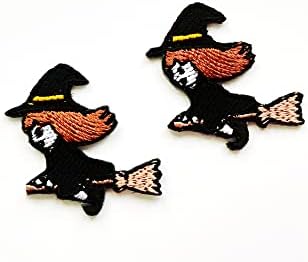 Pl Set od 5 sićušnih. Halloween Ghost Witch crna mačka bučna kotača Slatka crtani SEW Gvožđe na izvezenom aplicijskoj znački znak patch odjeću kostim
