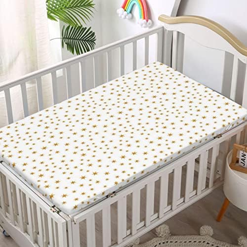 Zvijezde TheMed Opremljeni mini krevetići, prenosivi mini krevetići posteljina madraca madrac posteljina-baby list za dječake djevojke, 24 x38, zemlja žuta i bijela