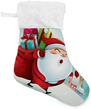 Alaza Božićne čarape Sretan Božić Santa Claus u snegu Classic Personalizirane male uređenje skladištenja za obiteljski odmor Sezona Party Decor set od 4,7,87