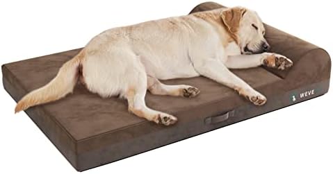 WEVEGO Jumbo pseći krevet, veliki pseći krevet sa jastukom, zgusnuti Gel Memory Foam flanel tkanina za pseći krevet, izdržljiva vodootporna podloga & Navlaka za pranje koja se može skinuti sa neklizajućim dnom, smeđa
