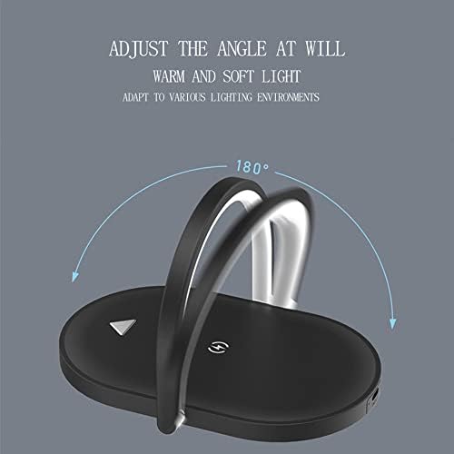 Mczto LED stočna svjetiljka sa bežičnim punjenjem USB priključka za punjenje dodirnog tablica lampica za zaštitu očiju očitavanje očiju, dodirnite 3 svjetlosne boje, 15W neklizajući brzi bežični jastučić za punjenje