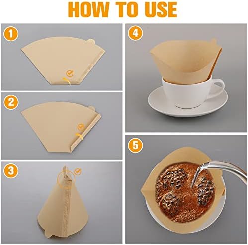 Abeillo # 4 Konusni filteri za kafu papir 8-12 šolja, 100 Count Nebijeljeni papir za jednokratnu upotrebu filteri za kafu odgovaraju za preliti i kapati aparat za kafu, pribor za aparat za kafu