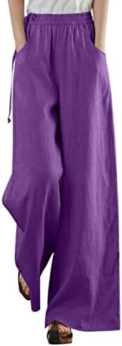 Meymia Womens Pamučne pantalone, 2023. Ljetne žene Modna solidna boja Visoko uspona Lagane pantalone