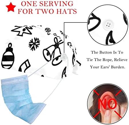 Deyya 2 paketi Podesiva radna kapa s dukserom za gumb za medicinske sestre za žene Ponytail hat božićno