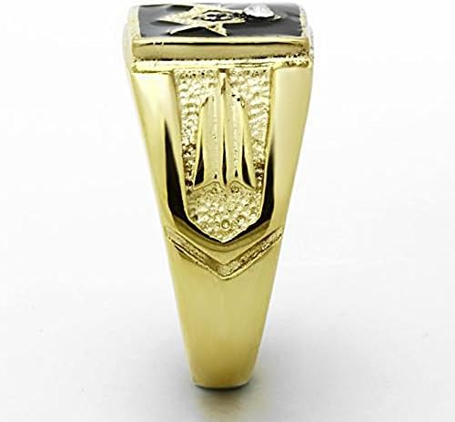 Marimor nakit muški Nerđajući čelik 14k zlato I. P. Crystal Masonic Lodge Freemason Ring SZ 8-13