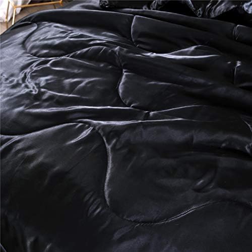 NTBed Silky Saten Comforter Set Queen Black, Mekano lagano mikrofiber luksuzne seksi prekrivene posteljine sa