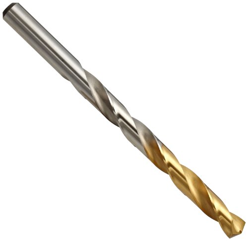 YG-1 D1GP High Speed Steel Gold-P jobber burgija, Limeni završetak, ravna drška, spora spirala, 135 stepeni, # X Veličina, 25/64 prečnik x 5-1 / 8 dužina