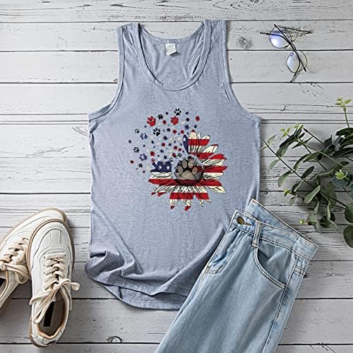 4. jula majice za žene bez rukava o-izrez Tshirt američka zastava pruge Tie-Dye Patriotske fitnes tunike