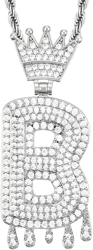 BULA THI Hip Hop kruna pismo ogrlice privjesak za muškarce žene nakit bakar kubni cirkonij privjesak Fashion Charm - Crna Plated-24inch