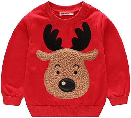 Akyzic Baby Boys Girls dukseri Božićni jelen Fleece Crewneck Pulover Xmas zimski topli džemperi na vrhu 2T-6T
