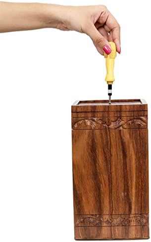 Drveno stablo za HLC ručno izrađeno urnu za ljudski pepeo - neupućena kremacija za odrasle urne ručno izrađene - pristupačna urna za pepeo - 11,5 x 6,5 , elegantna dekorativna kremacija urn)