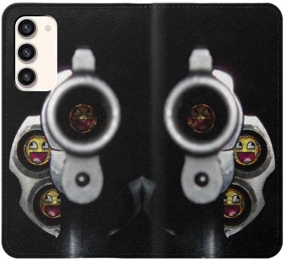 RW1109 Smile Bullet pištolj PU Koža Flip Case Cover za Samsung Galaxy S23 Plus